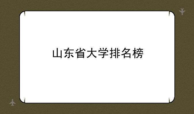 山东省大学排名榜