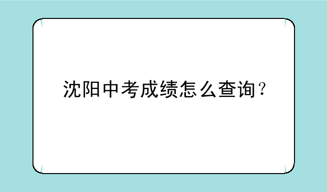 沈阳中考成绩怎么查询？