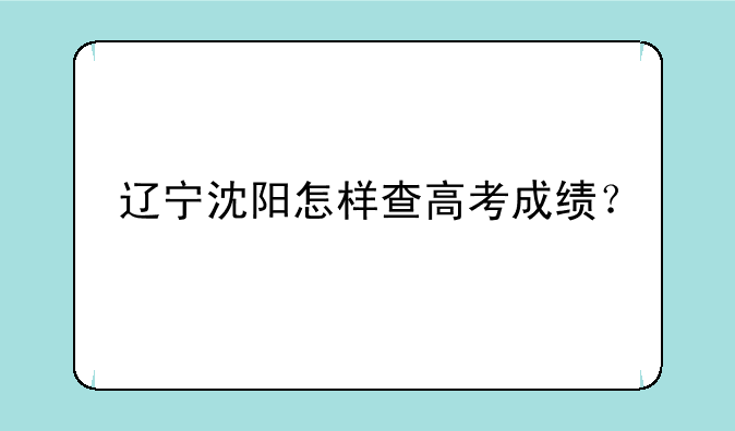 辽宁沈阳怎样查高考成绩？