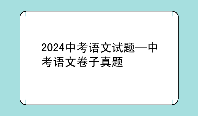 2024中考语文试题—中考语文卷子真题