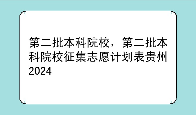 第二批本科院校，第二批本科院校征集志愿计划表贵州2024