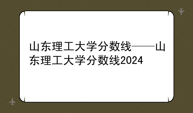 山东理工大学分数线——山东理工大学分数线2024